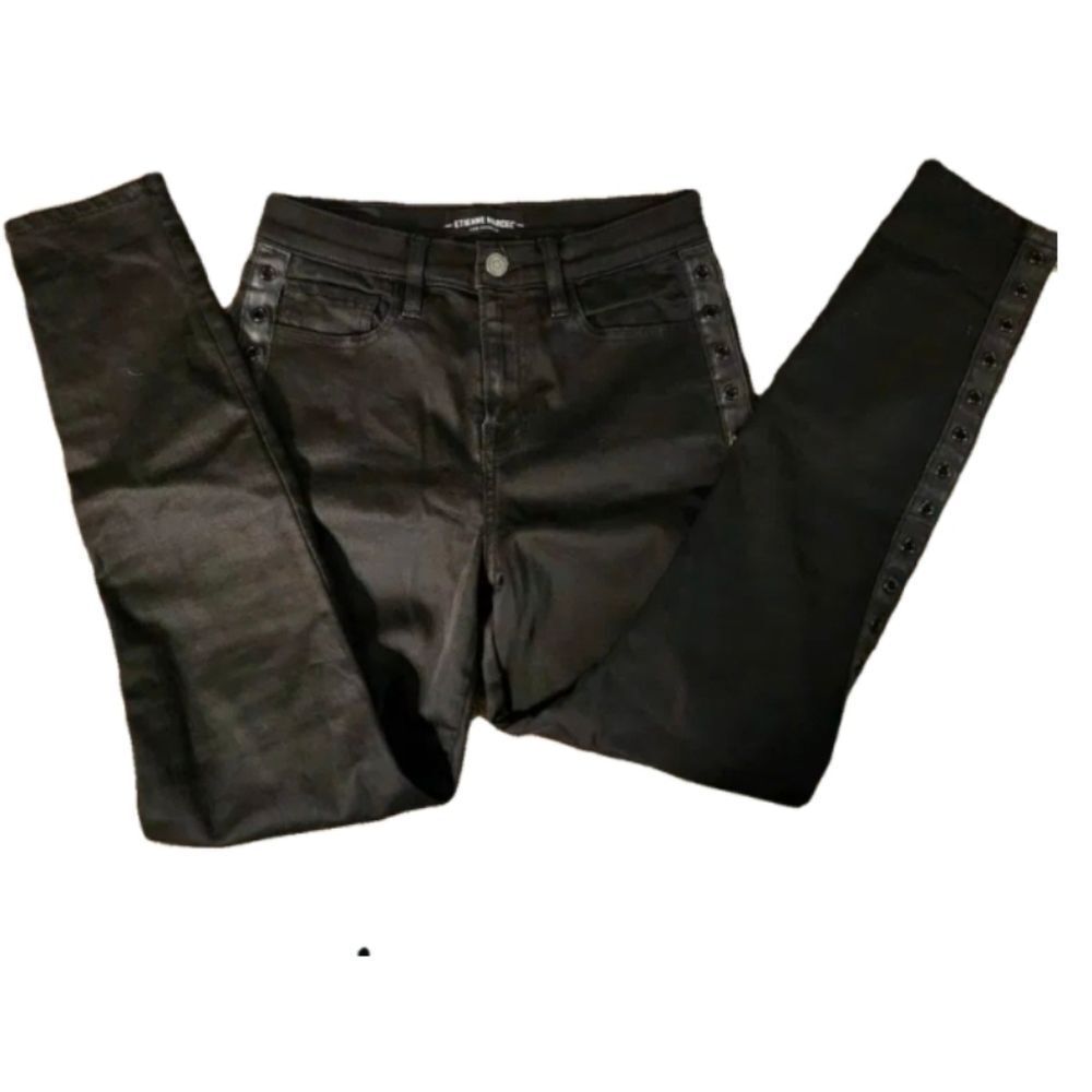 Etienne Marcel Black Skinny Jeans with Red Zipper